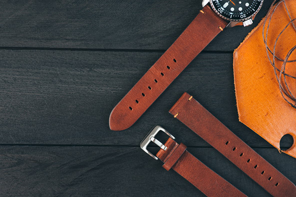 brown leather handmade watch strap
