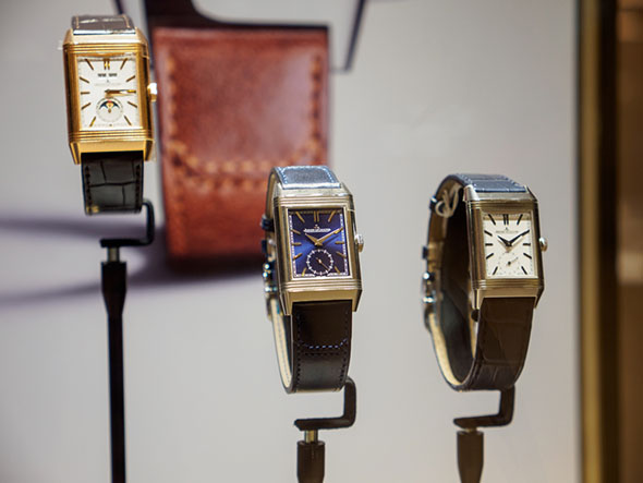 trio of watches in a store on display